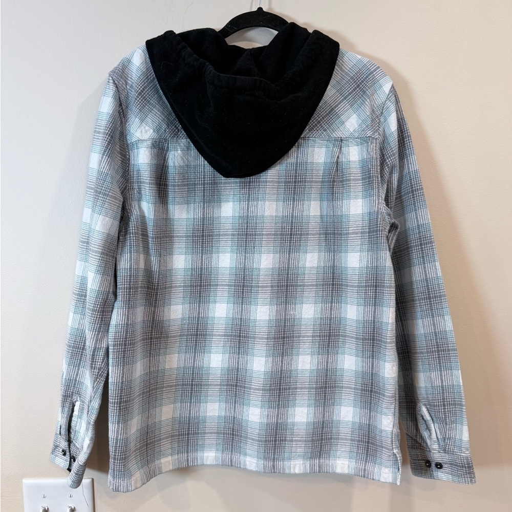 🔥Element Men's Plaid Hooded Shirt Jacket - Light Blue & Gray Size L🔥 - Picture 2 of 6